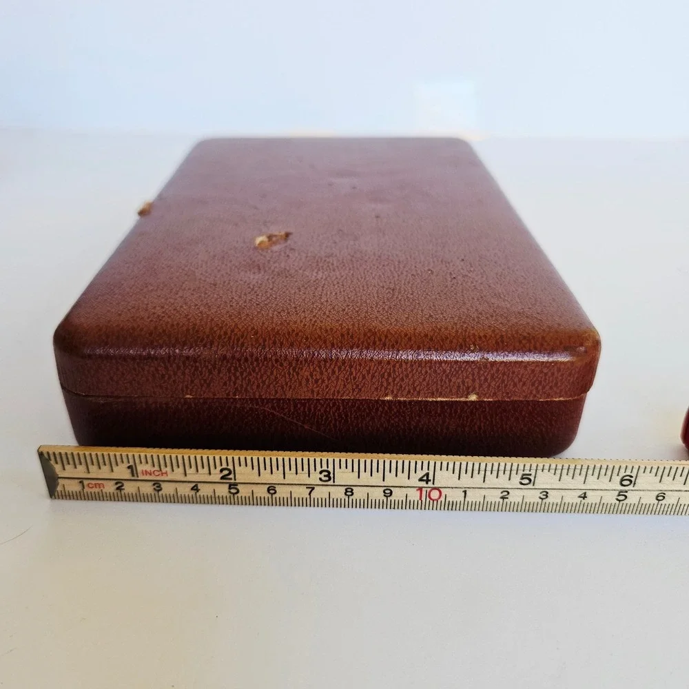 Vtg Farrington Brown Faux Leather Mens Valet Jewelry Box Nautical Ship Organizer